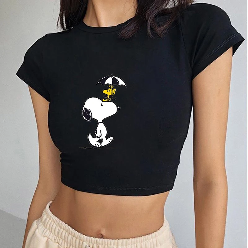 스누피와 찰리 다크 브라운 만화 애니메이션 Y2K 티셔츠 프린트 패션 캐주얼 클래식 의류, 아메리칸 스타일 여름