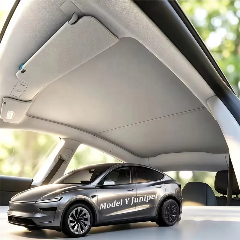 

Skylight Sun Shades For Tesla Model Y Juniper 2026 Nano Ice Crystal Foldable Heat Insulation UV Protect Glass Sunroof Sun Visor