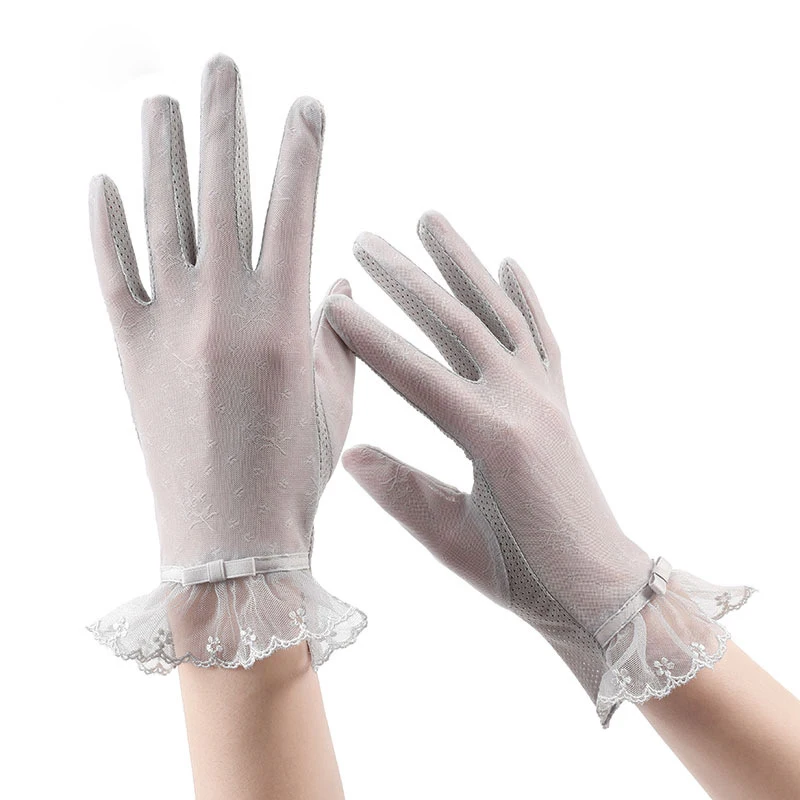 

Women Exquisite Embroidery SunScreen Touch Screen Sexy Transparent Lace Gloves Drive Cycling Thin Mesh Breathable Anti-Slip