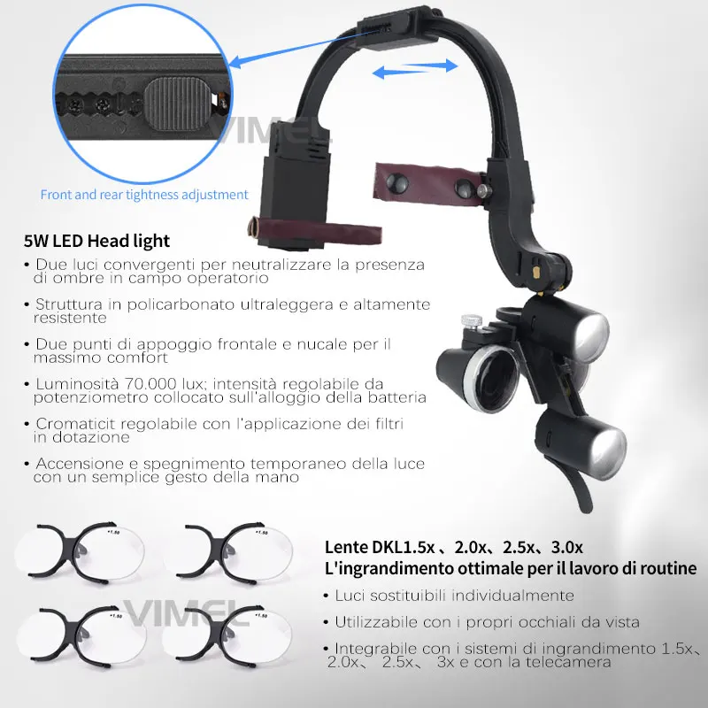 5w Dental loupes 4.0x 5.0x 6.0x Binocular Surgical Loupes Dental Loupe with 5W Headlight Head Lamp  Binocular Magnifying Glass