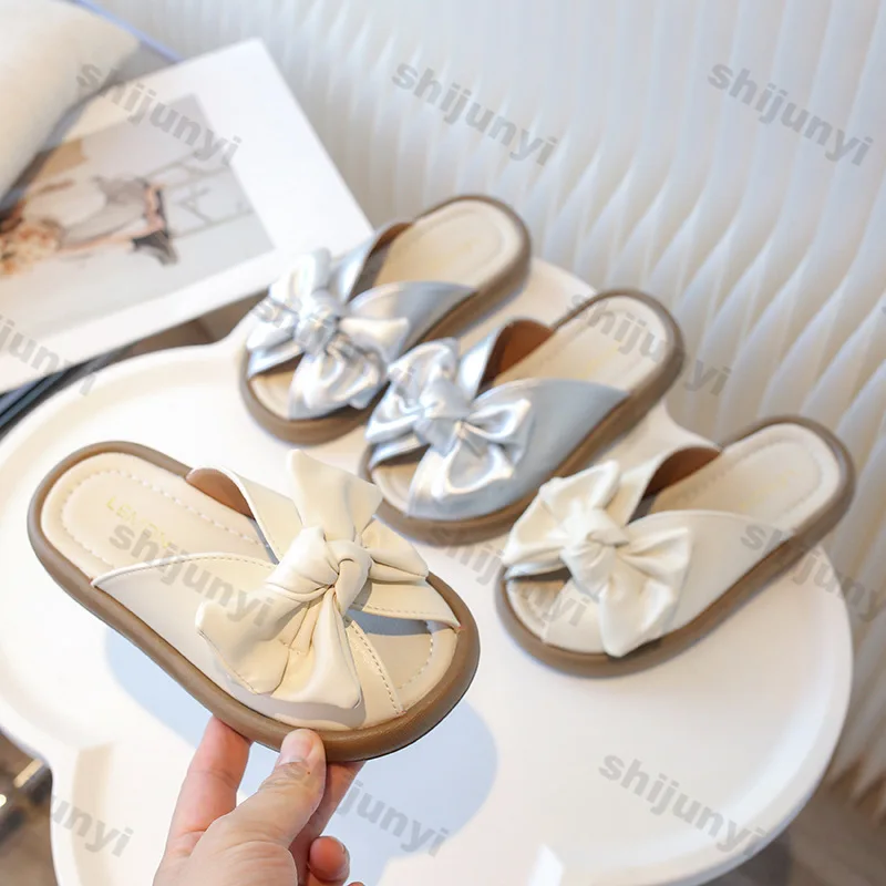 

Children's Slippers 2025 New Summer Indoor Non Slip Fashion Bow-knot Princess Shoes Lightweight Comfortable Slip on Casual Flats