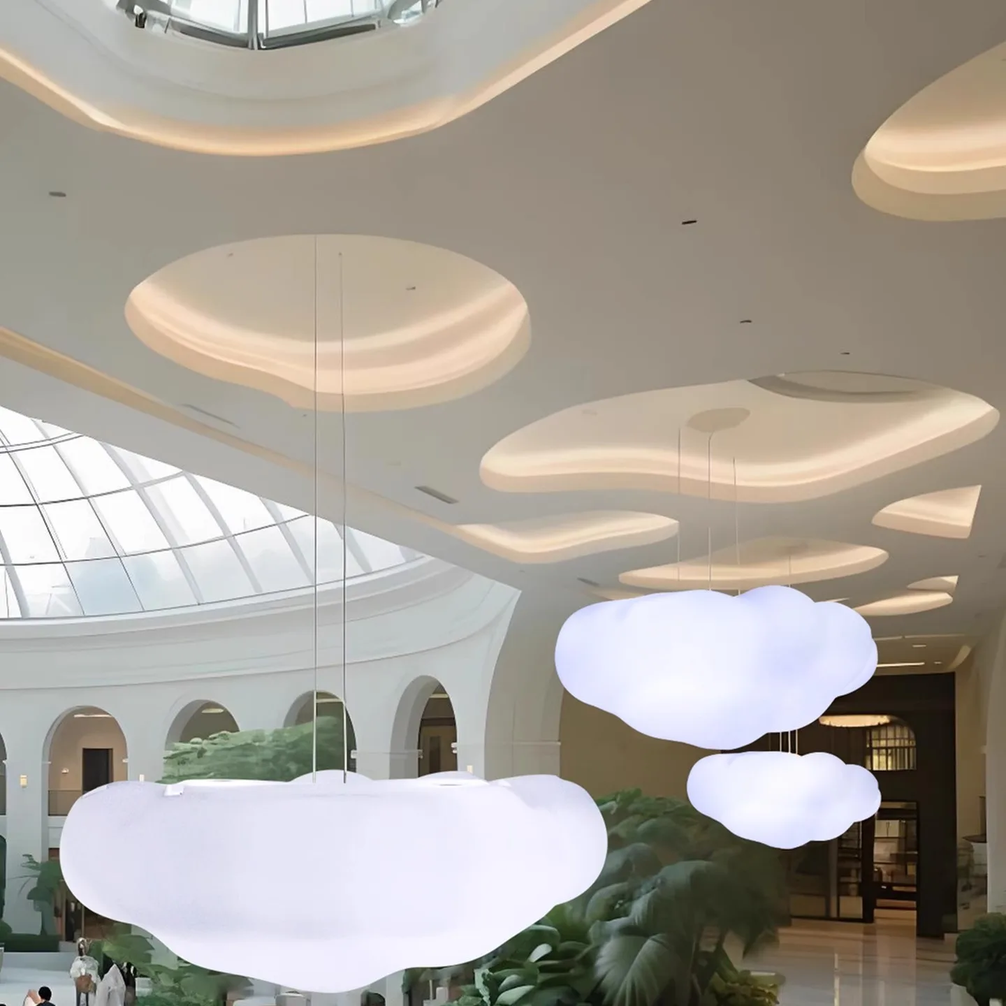 

Internet celebrity luminous cloud lamp chandelier milk tea shop restaurant shopping mall white cloud lamp creative exhibition ha