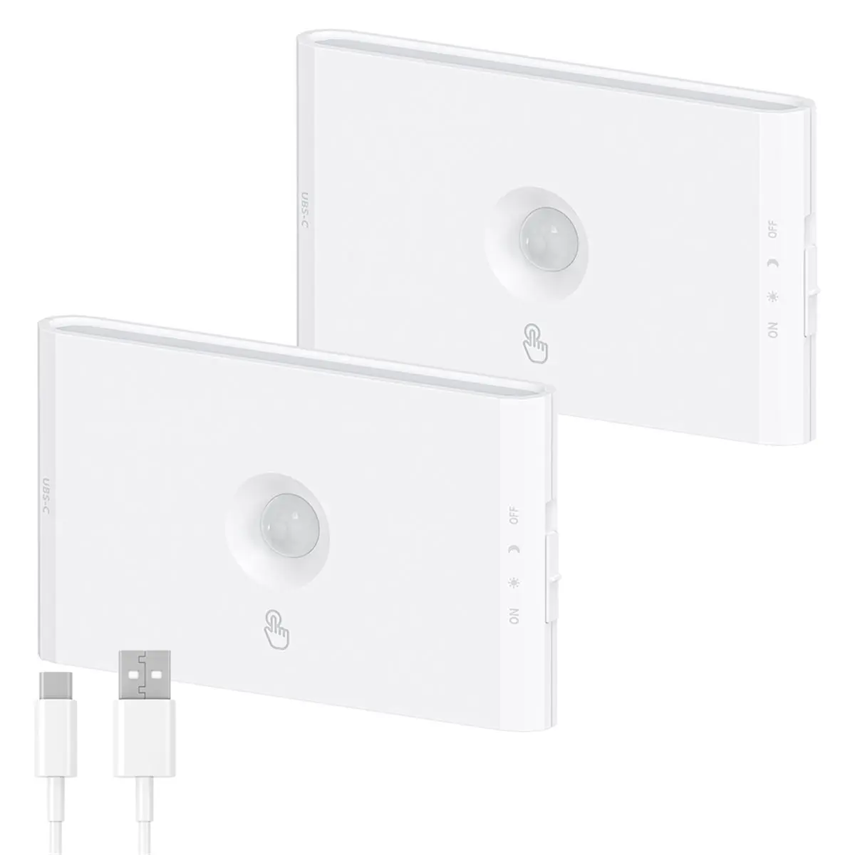 A76KBG! 2-Pack Rechargeable Night Light with Motion Sensor, Day & Night Modes, 2700K-6500K Adjustable White Light