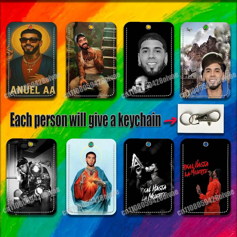 

A-Anuel AA Real Hasta la Muerte For ID Clips Credit Bank Work Card Holder Case Badge Bag Ornament Key Keychain