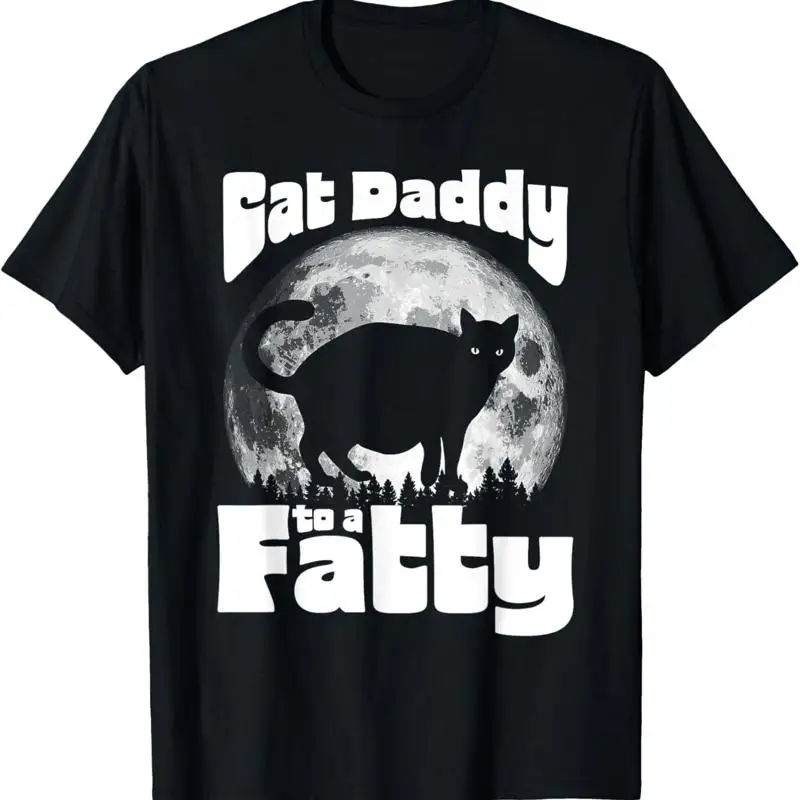

Забавная винтажная футболка Cat Daddy To A Fatty с изображением полной луны и папы Chonk