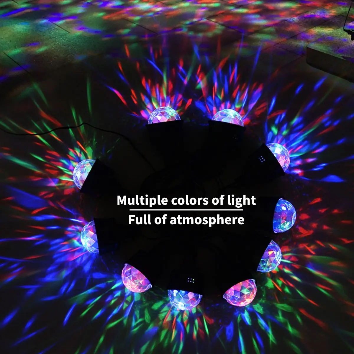 1pc USB 電源を供給する 10 ヘッドのカラフルなマジックボールライトストリング、雰囲気ライト、パーティー装飾ライト、中庭屋内バーフラッシー