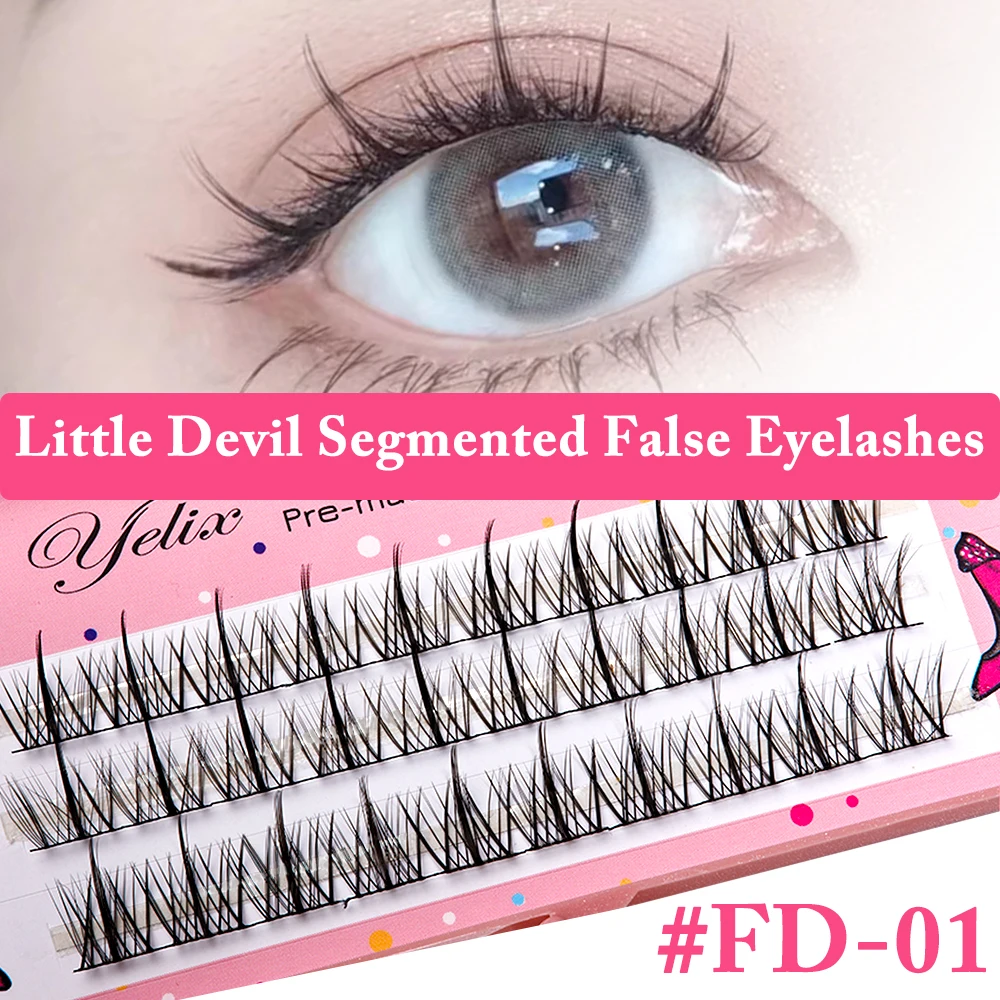 Yelix DIY False Eyelashes Individual Cluster Lashes Pre‑Made Fans Wispy Natural Volume  Segmented Lash Extensions Makeup Cilia