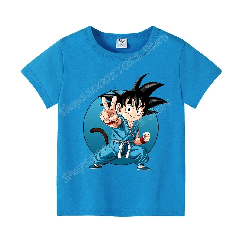 Dragon Ball Goku T-shirt for Children New Colored Clothing Fashion Anime Tops Kawaii Clothes Cartoon Figure Sunmer Tee Kids Gift view 3