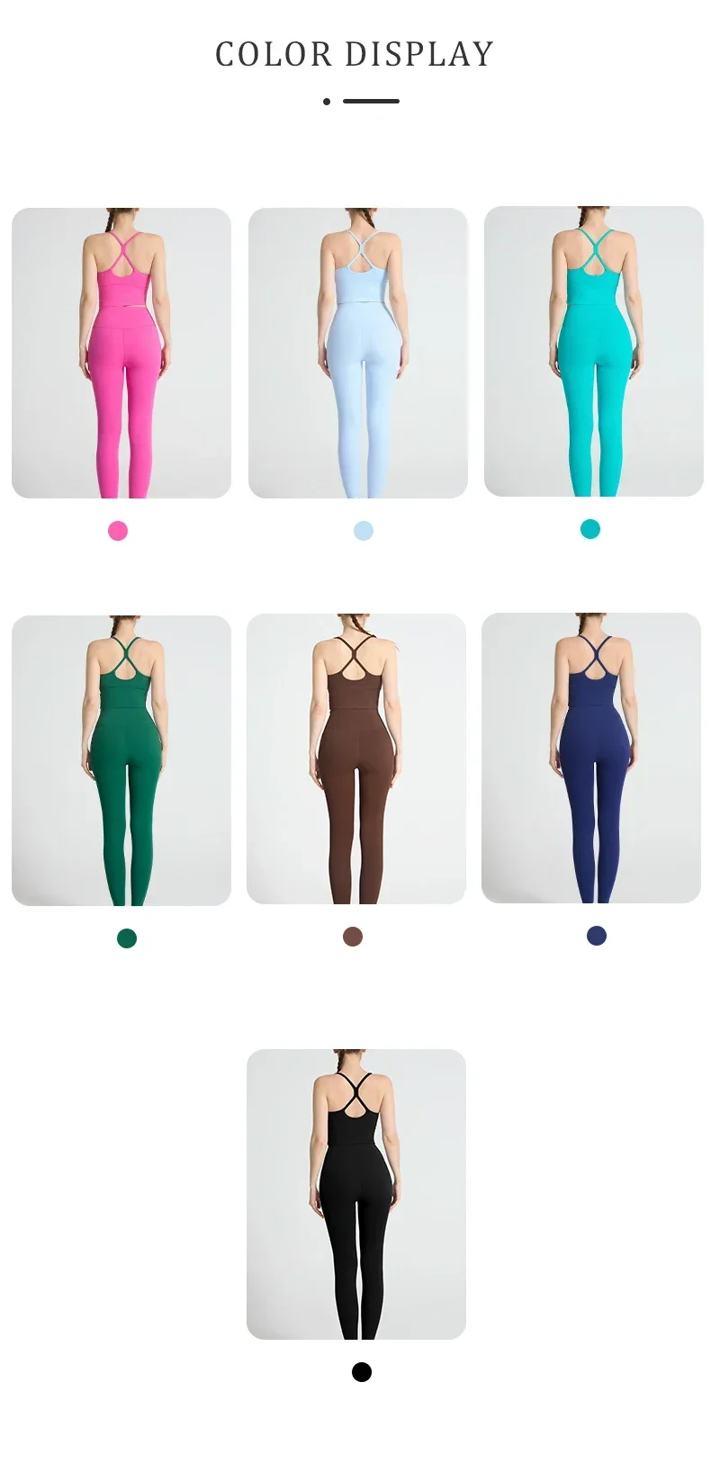 Einfarbige Weiche Damen-Sportanzüge mit Rückenkreuzdesign, Stoßfestes Sport-Top, Hochelastische Fitness-Leggings, Lauf- und Yoga-Sportsets – Detail 9