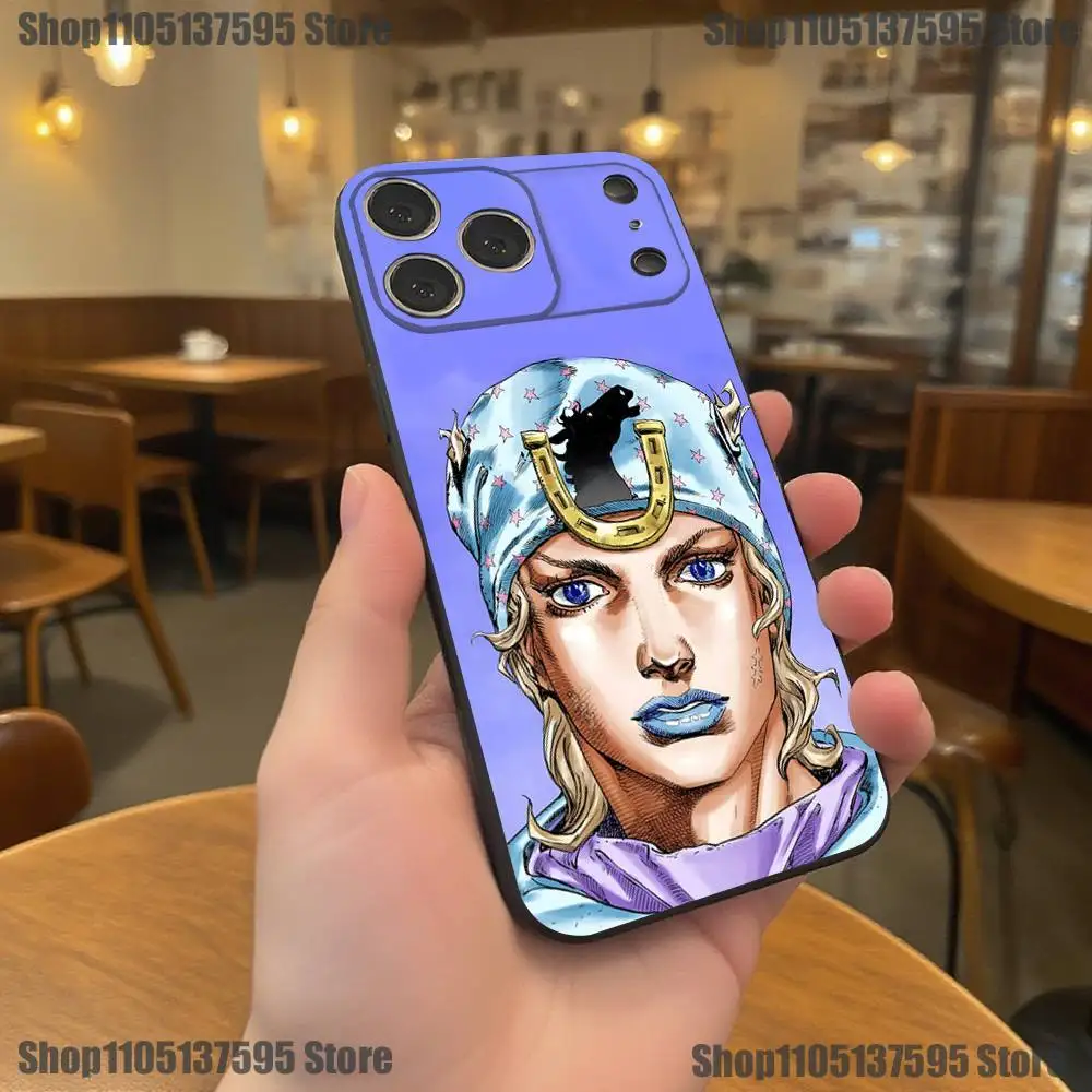 Johnny joestar j-jojo capa de telefone para iphone 17,16,15,14,13,12,11, pro,xs, max, zr, plus, e, se4, mini capa macia preta