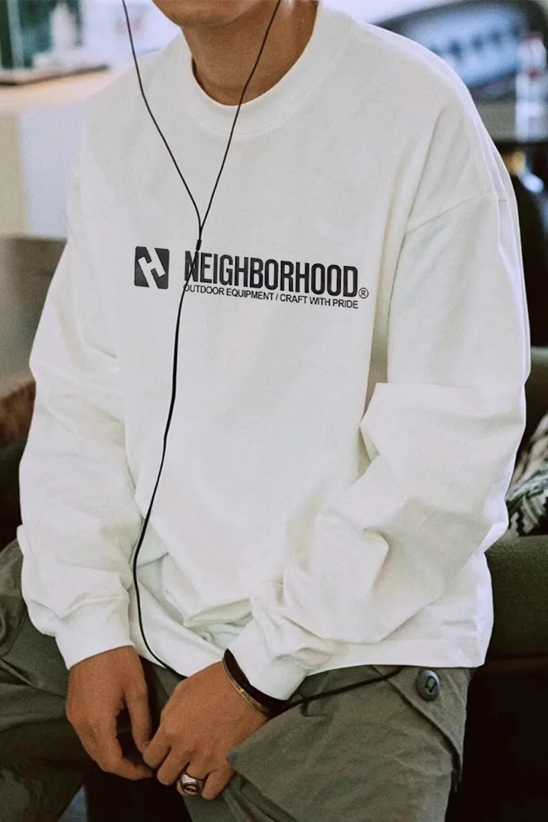 2024 NEIGHBORHOOD  NBHD letter printed men women heavyweight cotton round neck casual long sleeved T-shirt TX1040