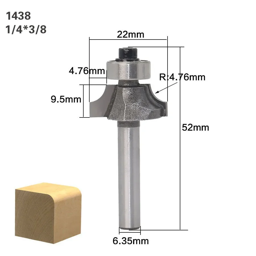 1PCs 6.35/12.7mm Handle Alloy Woodworking R Chamfering Cutter Computer Engraving Machine Slotting Cutter Round Corner Cutter