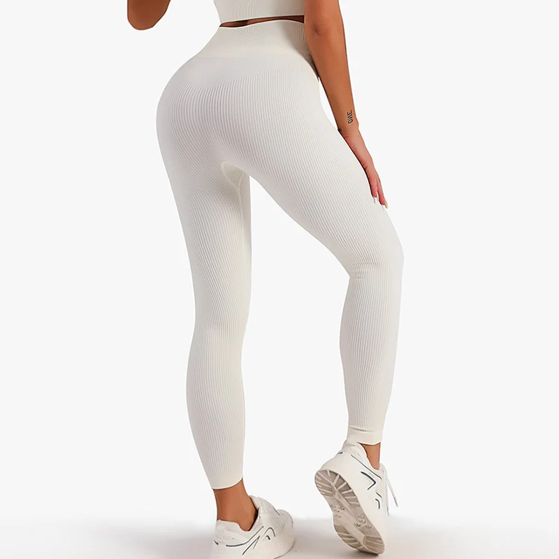 Women Ribbed Seamless Leggings High Waisted Gym Yoga Pants Push Up Leggings Athletic Fitness Workout Leggins Booty Sport Tights