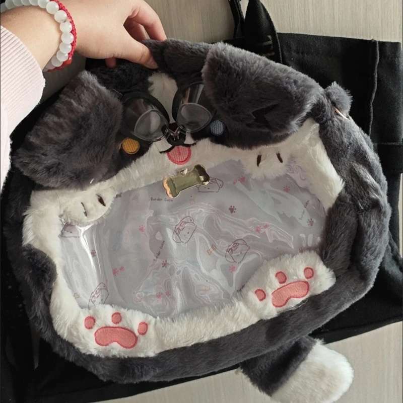 New Border Collie Backpack Plush Cartoon Dog Backpack Soft Cute Single Shoulder Backpack Soft Skin Friendly Fabric For Women