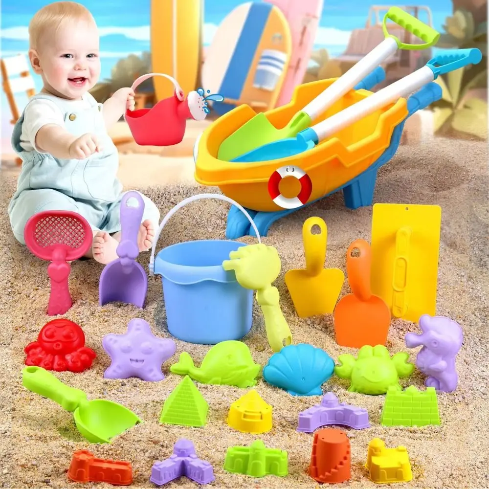 

1 Set Plastic Sand Bucket Shovels Set Snow Shoveling Shovel Beach Sand Play Toys Durable Cartoon Sand Molds Tools