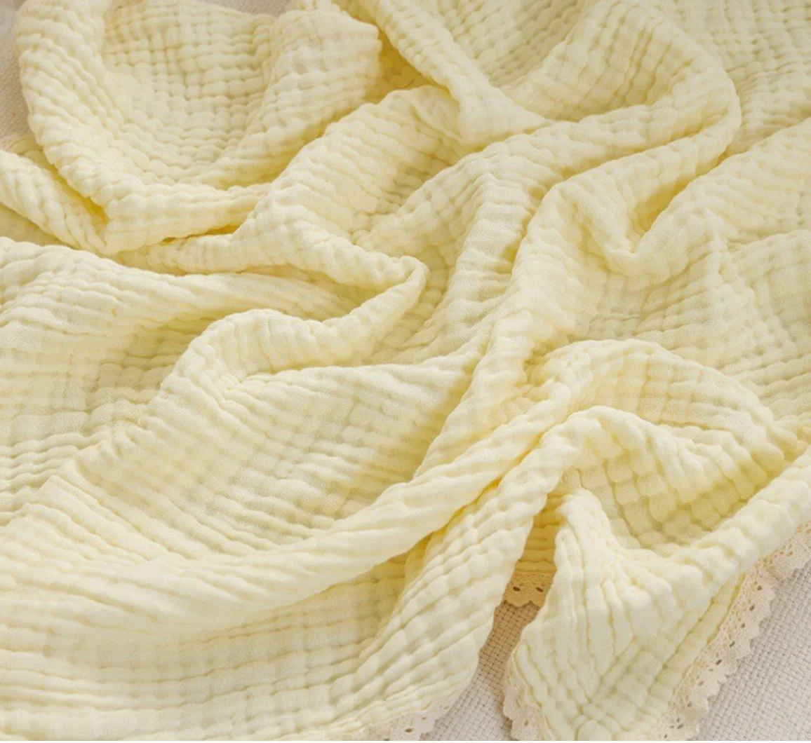 Muslin Baby Blanket Newborn 6 Layers Swaddle Blankets Fringe Cotton Soft Baby Receiving Blankets Infant Wrap Toddler Bath Towels