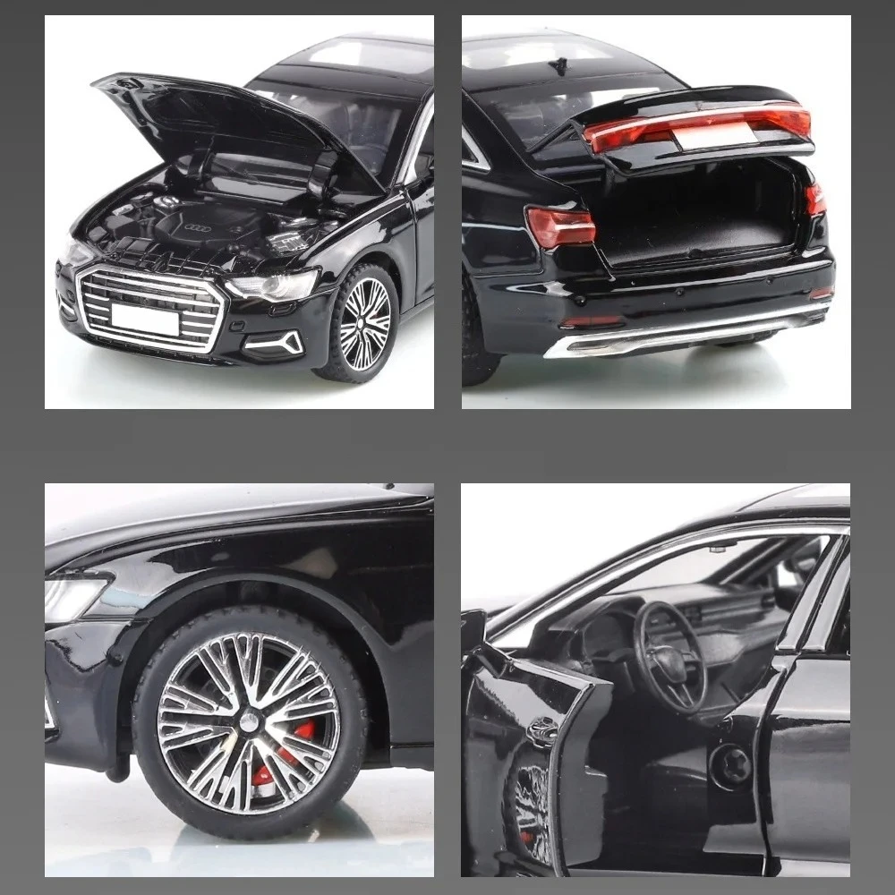 Model samochodu Audi A6 w skali 1:32, odlewany z metalu, miniaturowy, z dźwiękiem i światłem, napęd na sprężynę, zabawka dla dzieci, pojazd, prezent.