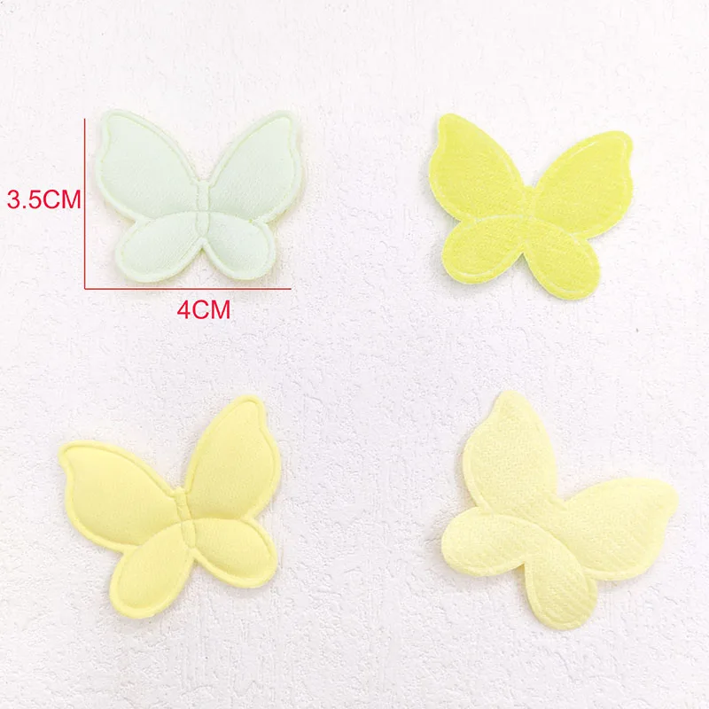 60Pcs/Lot 4*3.5CM Fabric Butterfly Padded Appliques For DIY Handmade Children Headwear Garment Accessories Patches