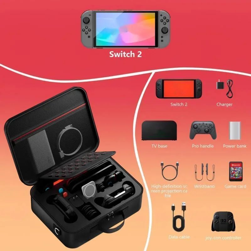 

Switch2 Set Сумка для хранения Открытый портативный жесткий мешок для хранения EVA Водонепроницаемая противоударная сумка NS2 TV Base Controller Полный набор сумки для хранения