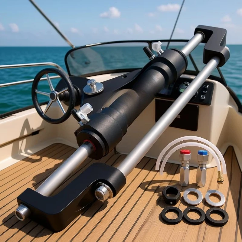 Hydraulic Outboard Steering Cylinder 550 Mm Stroke 50mm Rod Diameter For 1/2 In Pipe Marine Boat Use
