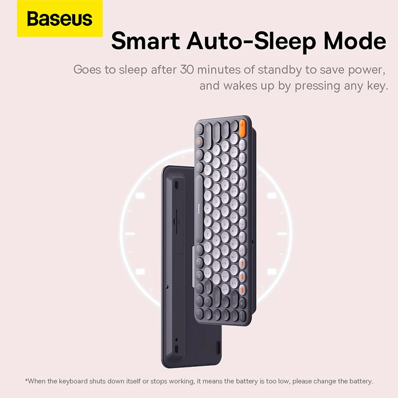 Imagem -02 - Baseus-teclado Bluetooth K01a sem Fio para Macbook Ipad pc Tablet Laptop Mini Fino Sistema Duplo 2.4g Silencioso