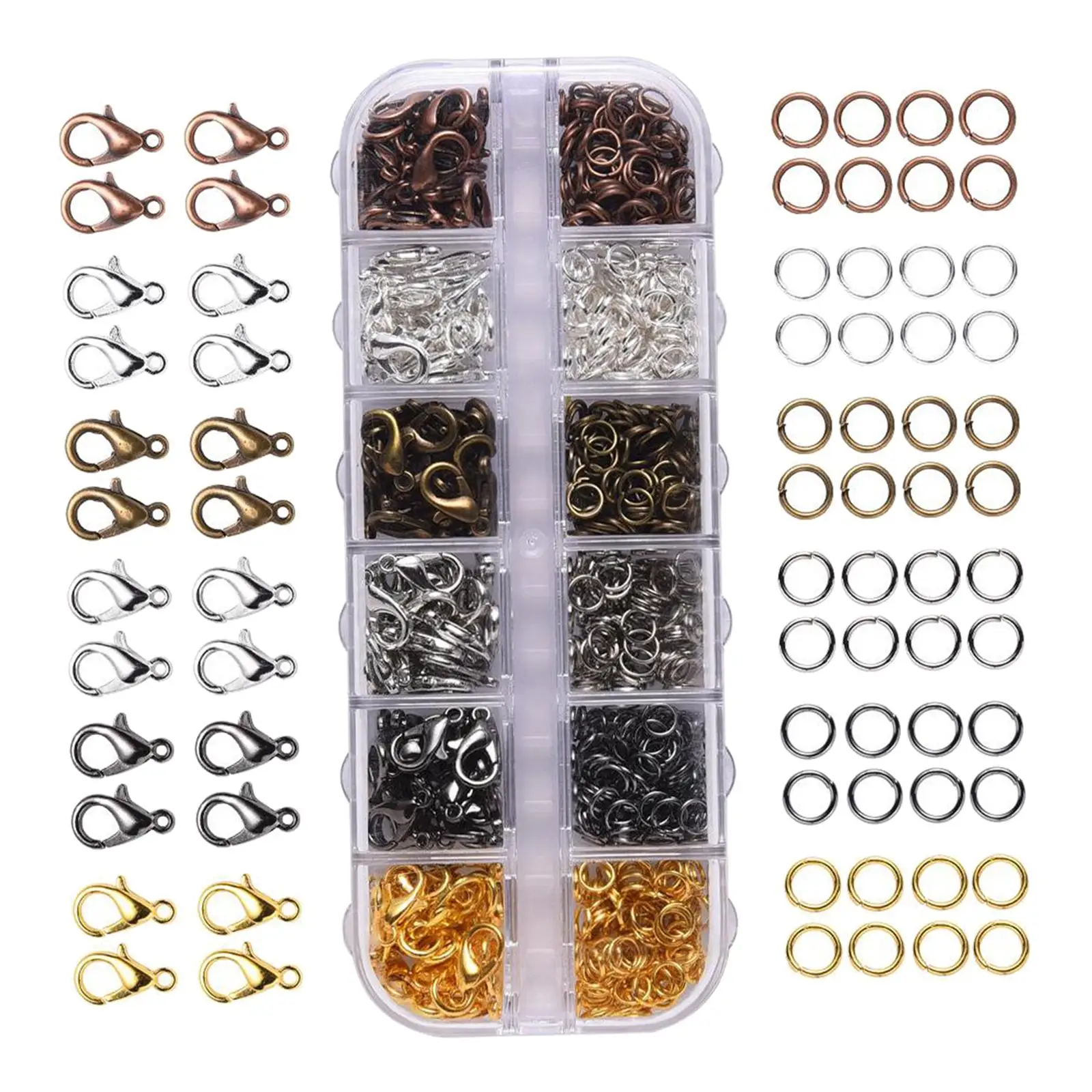 Assorted Open Jump Rings Lobster Clasps for DIY Jewlery Making Findings Kit