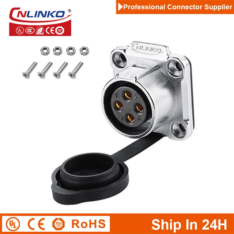 Cnlinko LP20 Waterproof M20 4Pin Industrial Circular Cable Power Connector Wire Plug Socket for Underwater Landscape LED Lights