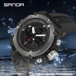 Sanda 2022 New Outdoor Men's Watches Sports Military Watch For Man Wristwatch Quartz Electronic Dual Display Relogio Masculino