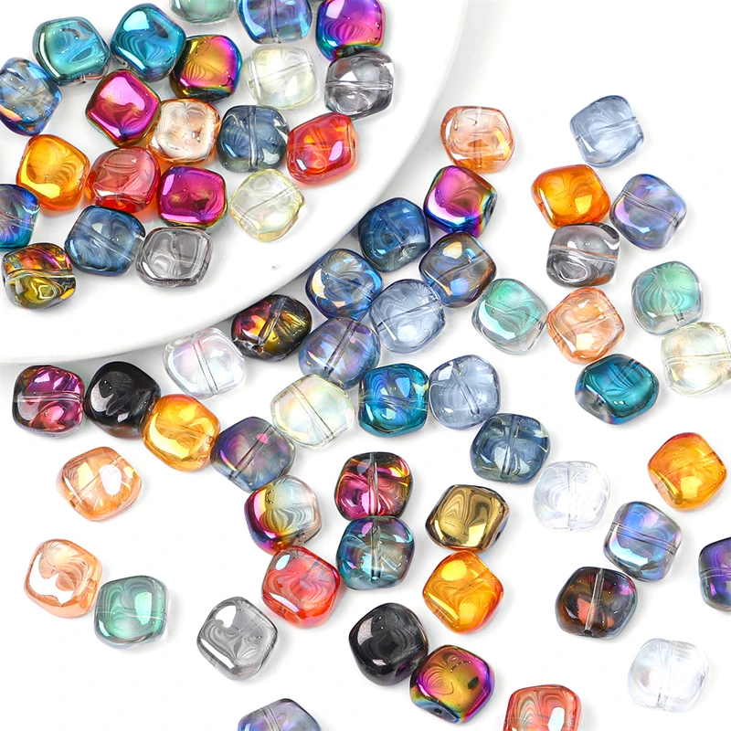 20PCS 12x11mm Corrugated AB Shiny Glass Beads For DIY Bracelet Accessory Earrings Jewelry Making Supplies Irregular Crystal Bead