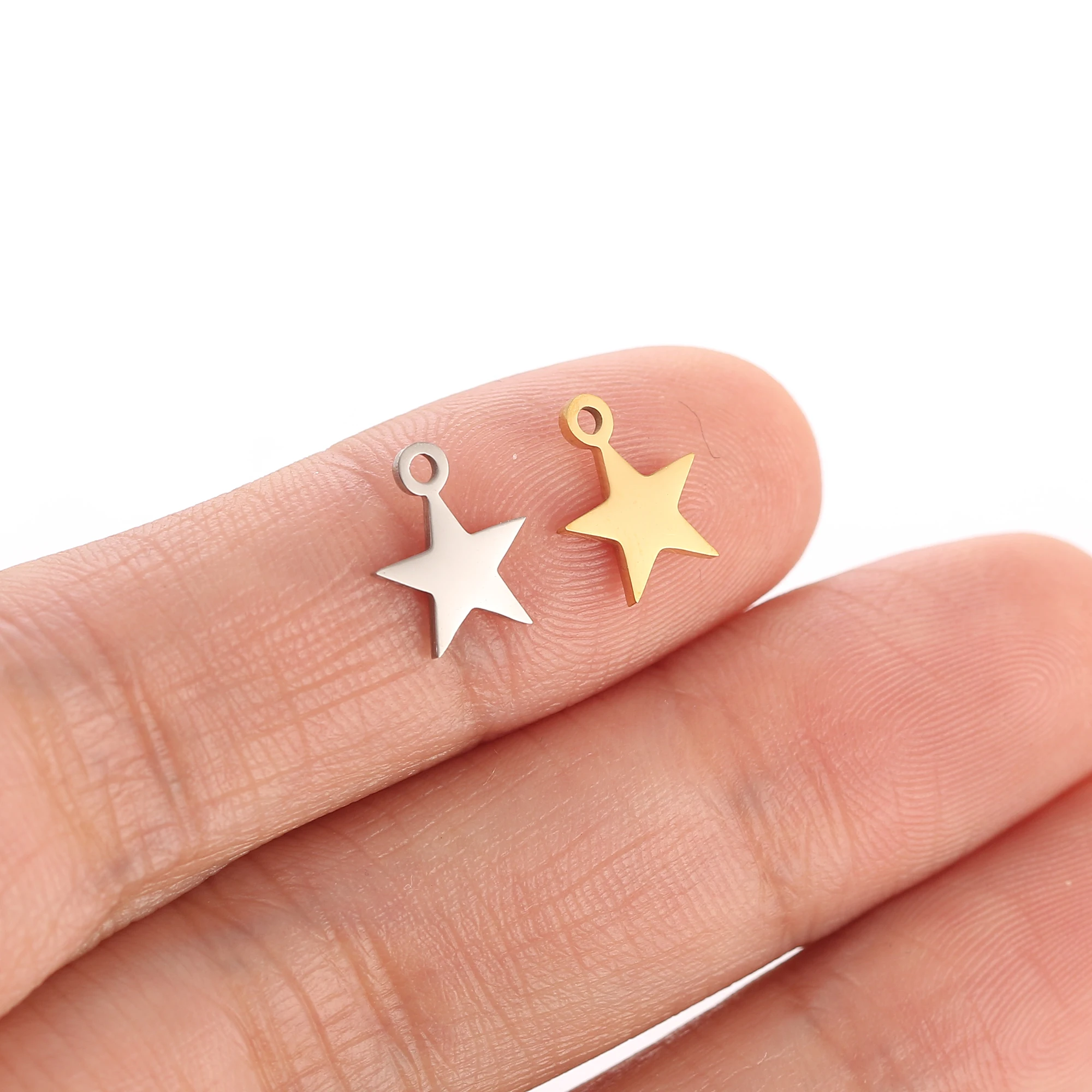 5 teile/los Edelstahl Stern Mond Schießen Sterne Blitz Kleine Charms DIY Halskette Armband Ohrringe Schmuck Machen Liefert – Detail 8