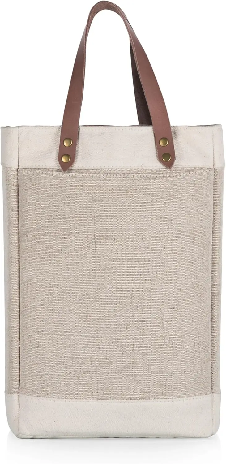 

Изолированная сумка-переноска для 2 бутылок вина, бежевая - идеально подходит для пикников и подарков