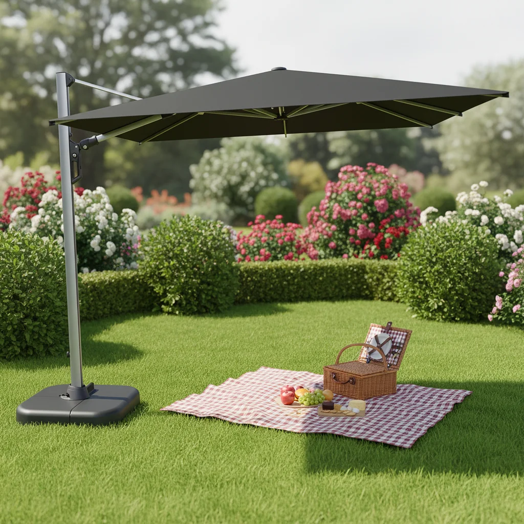 OEM Small Roma Cantilever Aluminum Waterproof Outdoor Parasol With Powder Coating And Strap For Patio Garden Park