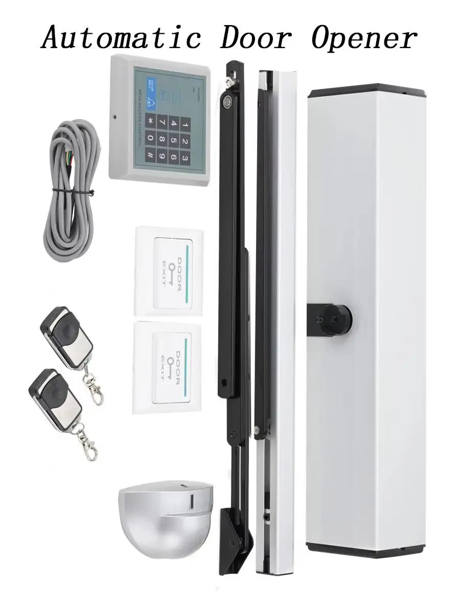 Automatischer Schwenktüröffner für hohe Beanspruchung 150 kg, elektrischer Türantrieb für nach innen und außen öffnende Türen mit 2 Fernbedienungen & Drucktasten – für Krankenhaus, Büro, Supermarkt