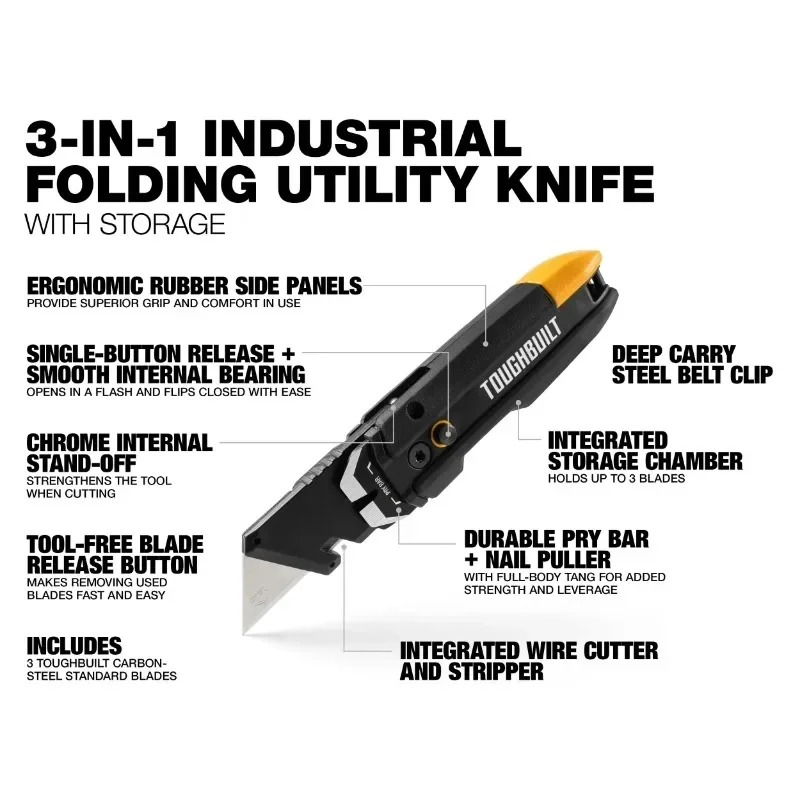 TOUGHBUILT TB-H4-12-IST Pry Bar Utility Knife With Storage Hand Tools