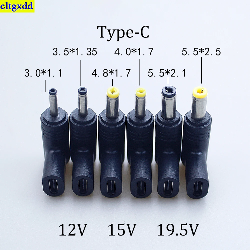 

cltgxdd 1piece Type-C to DC3.0x1.1/3.5x1.35/4.0x1.7/4.8x1.7/5.5x2.1/5.5x2.5mm converter 12V/15V/19.5V power tool elbow adapter