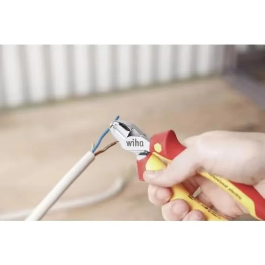 Wiha 160mm 1000V Insulated Diagonal Cutters with Stripping Holes High-Leverage Diagonal Cutting Pliers 26745
