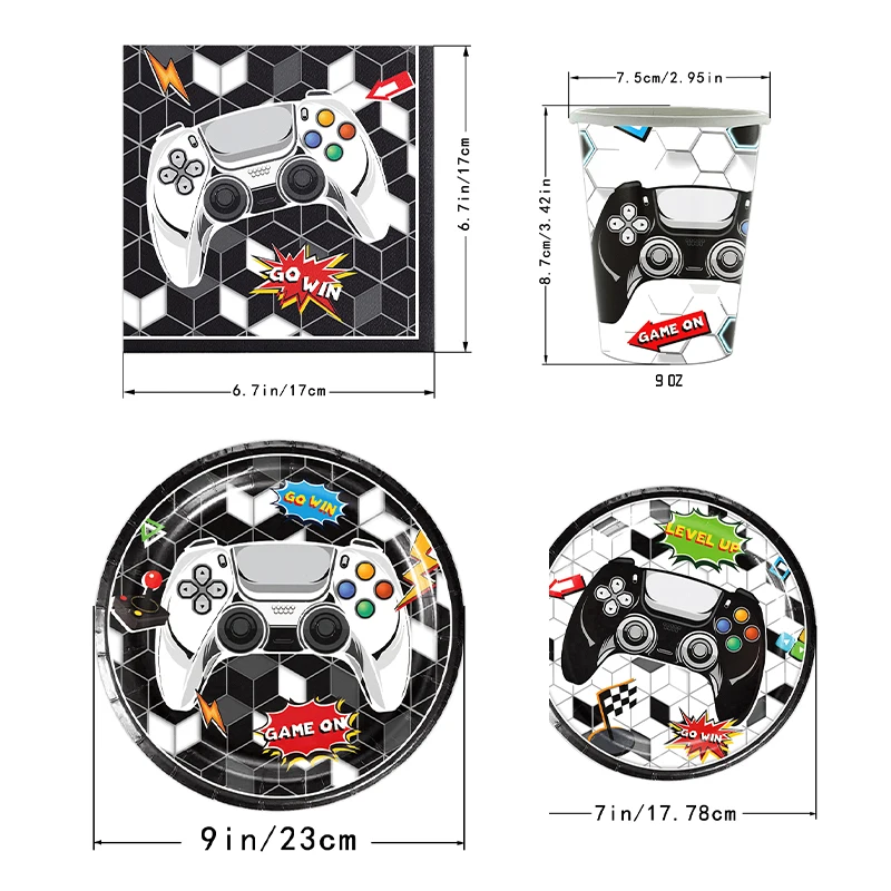 game console plate paper cup paper towel tablecloth children's disposable party tableware