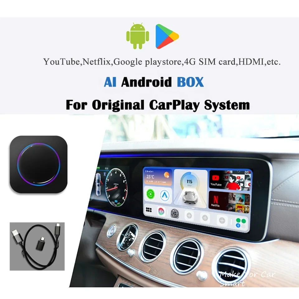 Karta SIM Android Media Box CarPlay YouTube USB AI Box USB Dongle do Mercedes W223 W213 W222 C257 C118 H247 A238 W297 EQS GLE S