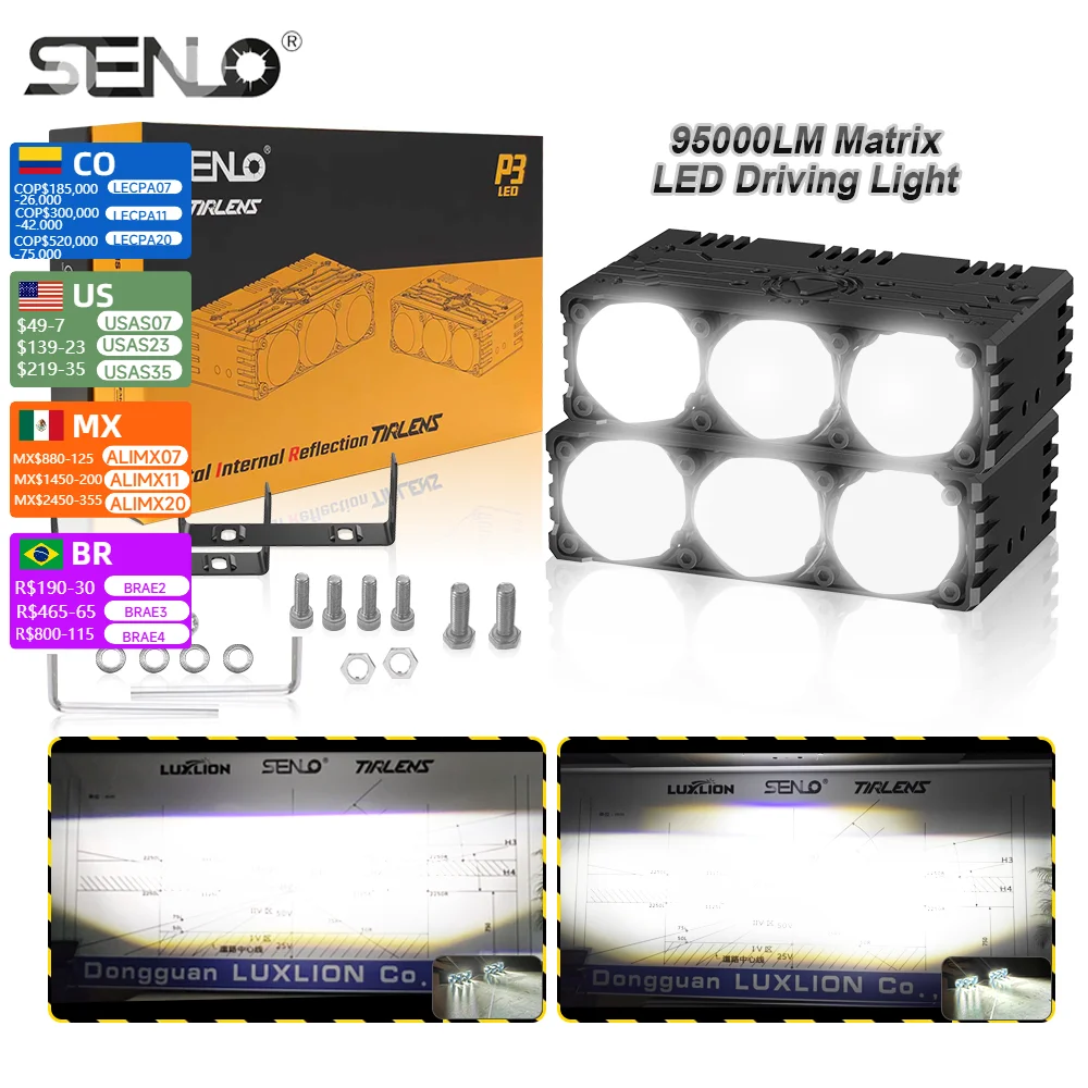 2Pcs 190W Led Proje…
