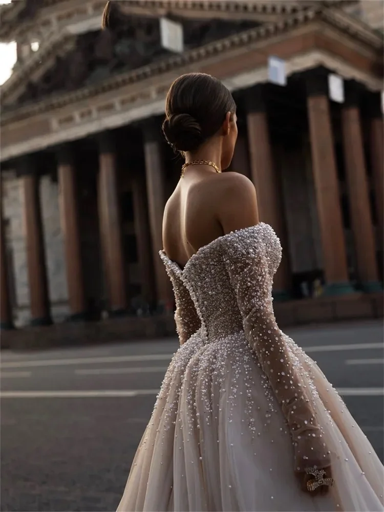 Flavinke индивидуальный элегантный очаровательный халат с открытыми плечами, свадебные платья 2022, элегантные свадебные платья трапециевидной формы, Vestidos De Novia