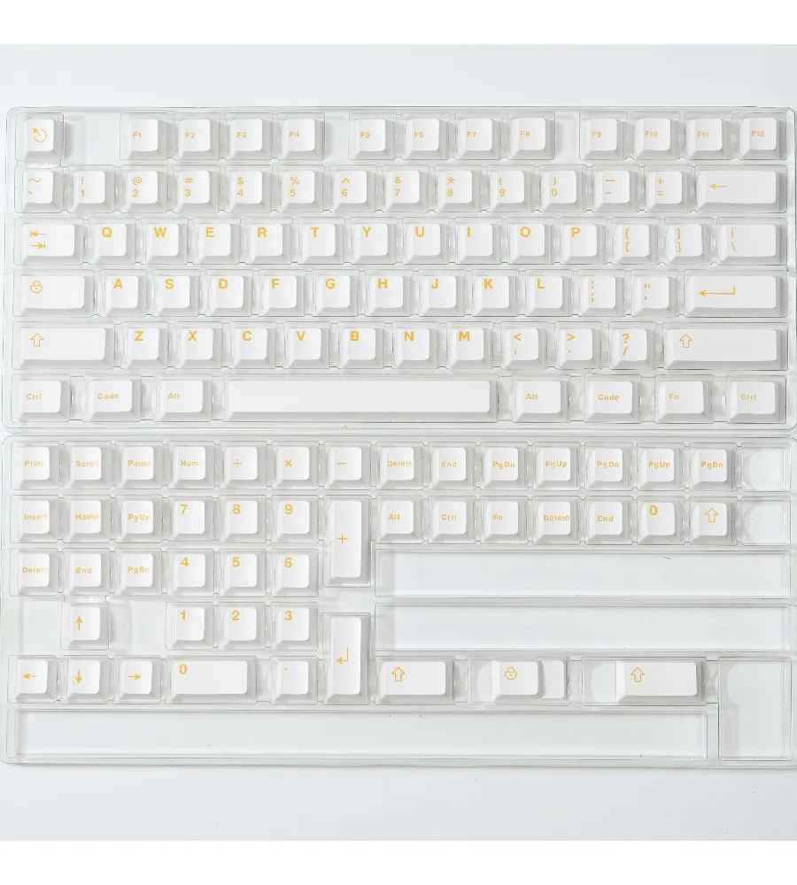 Keycap personalized two-color original height 121 key ABS plain white series white and yellow keycap