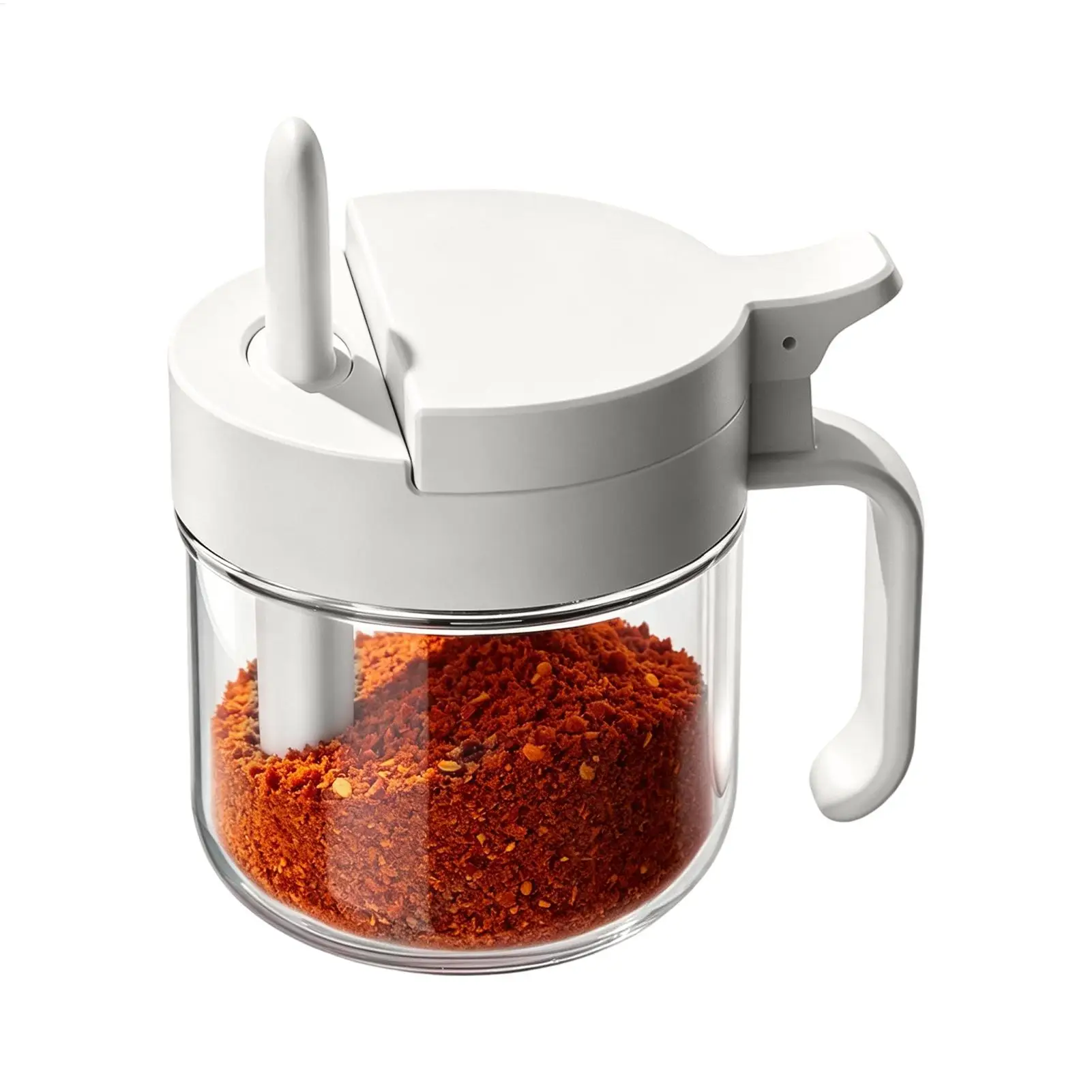11.3x12cm Airtight Glass Seasoning Jar W/Lid And Spoon Kitchen Organizer For Countertop Pantry Cabinet Spce Container Rustproof