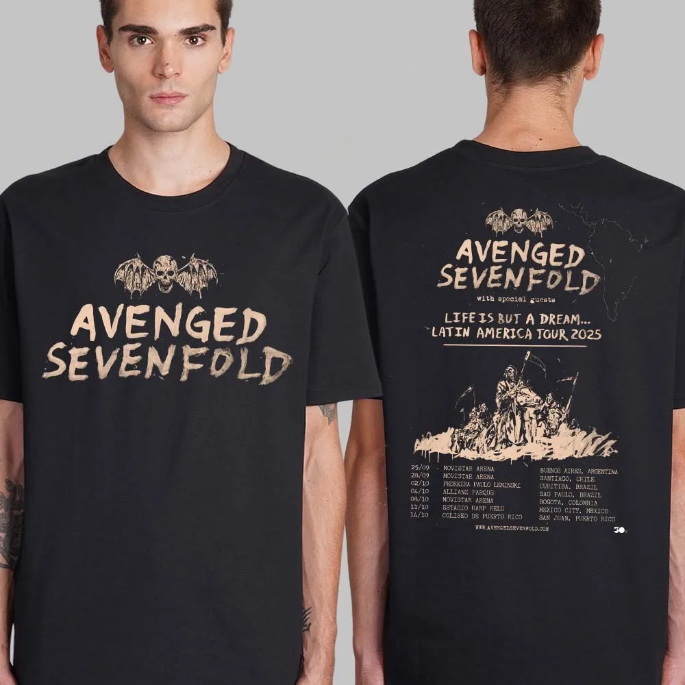 Футболка с расписанием Avenged Sevenfold Life Is But A Dream Latin America Tour 2026