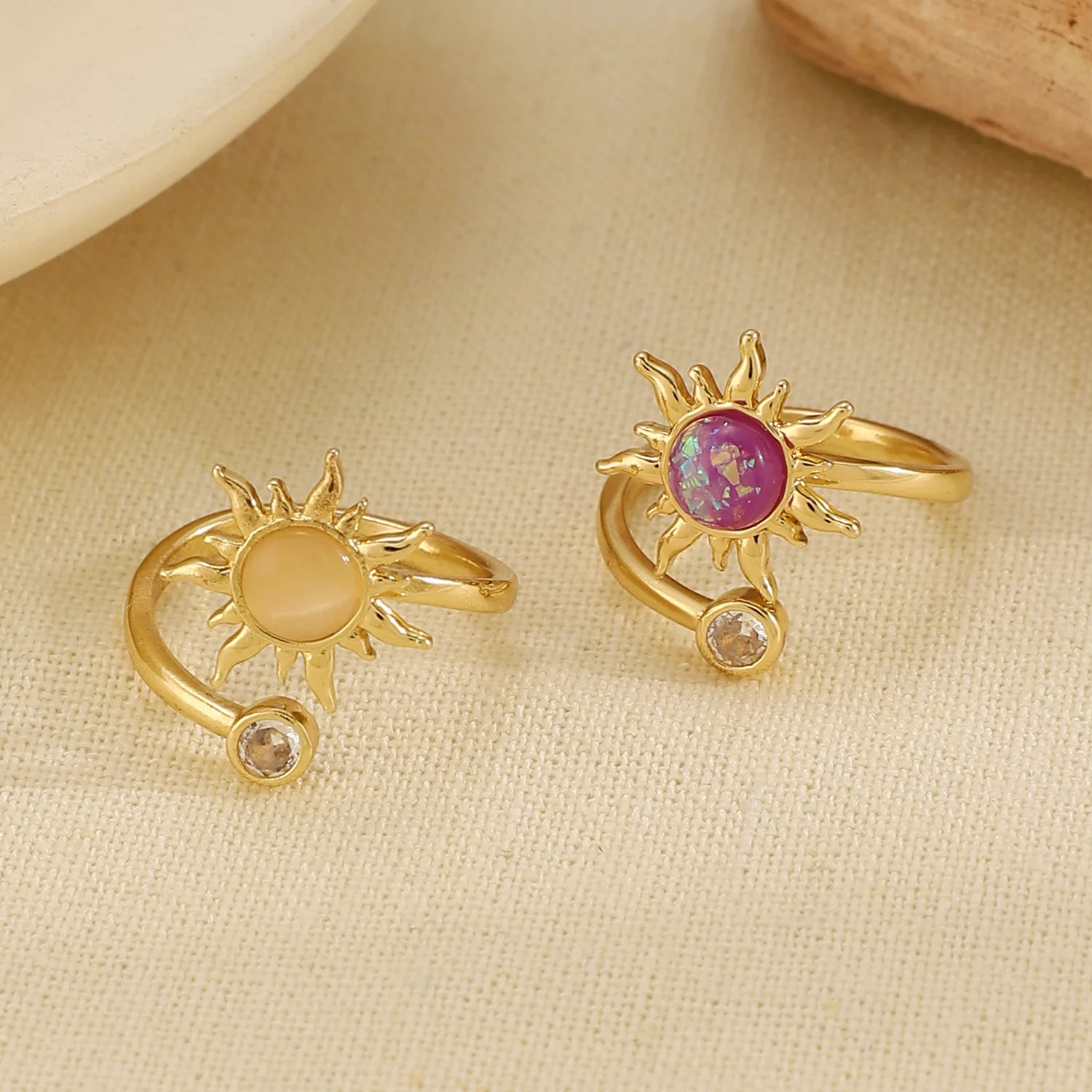 Anillo de sol Rapunzel Vintage para mujer y niña, accesorio de joyería para fiesta y boda, anillo ajustable de Color dorado con circonita, regalo para ella