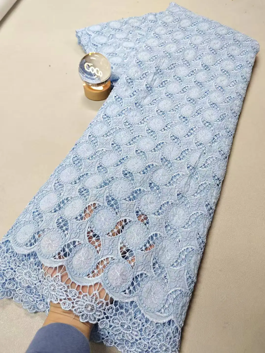 

2025 High-Quality Nigerian Tulle Lace Fabric for Wedding Dress Embroidery Sewing Sequins Party Guipure Chiffon 5Yard XL149