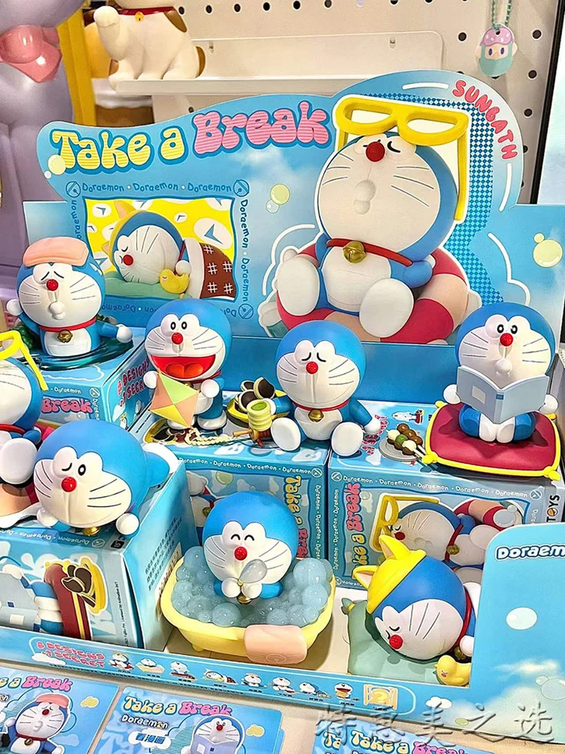 Doraemon Blind Box Figurine Leisure Time Dingdang Cat Take A Break Figurine Ornaments Peripheral Trendy Toys Gifts