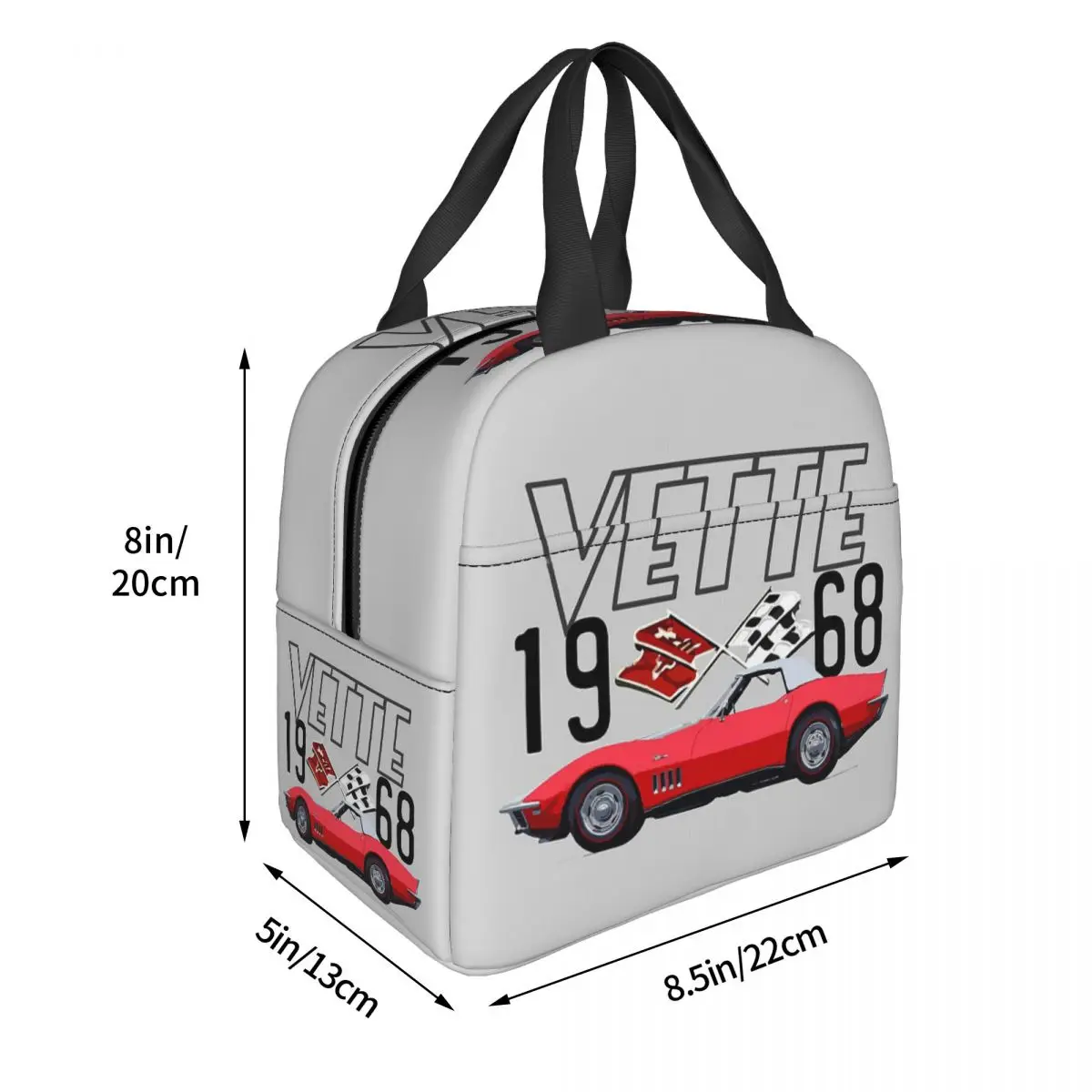 1968 Red Corvette C3 Convertible Classic Car Lunch Bags Insulated Bento Bo Picnic Bags Cooler Thermal Bag for Woman Girl School