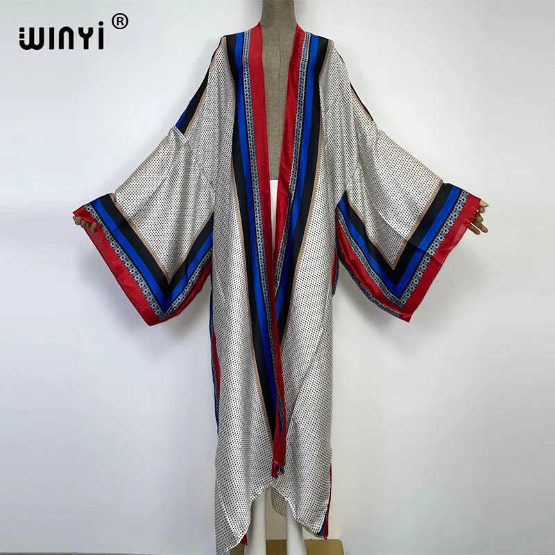 WINYI Summer Women Cardigan stitch robe Cocktail sexy Boho Maxi African Holiday Batwing Sleeve 2022 Robe kimono KAFTAN