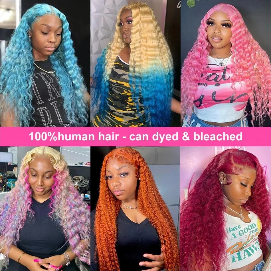 Deep Wave 613 Lace Front Wig Human Hair 13X6 30 32 Inch Blonde Wig Human Hair 220 Density Pre Plucked Lace Frontal Wig For Women image 5