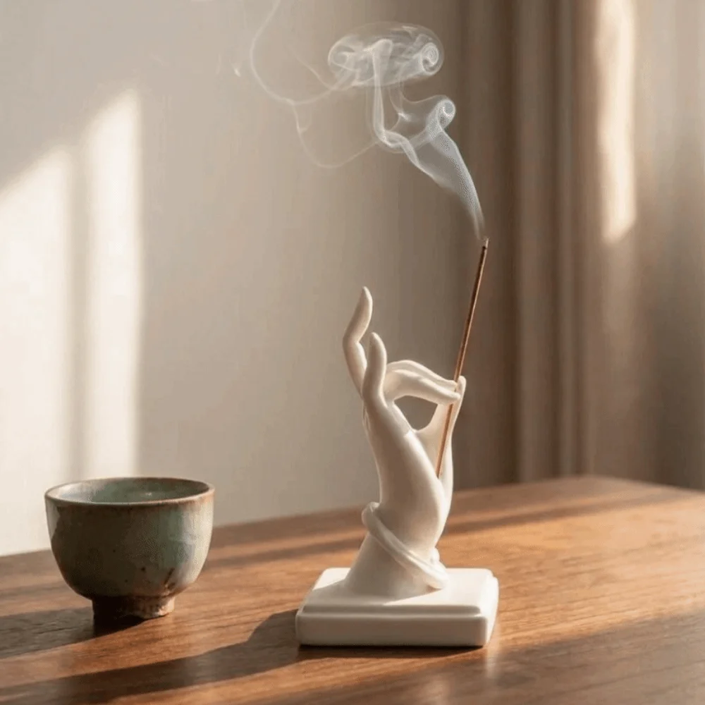 Creative 3D Printed Hand Incense Holder Zen Style Plastic Finger Shaped Incense Stand Decorative Hand Shaped Incense Burner Yoga